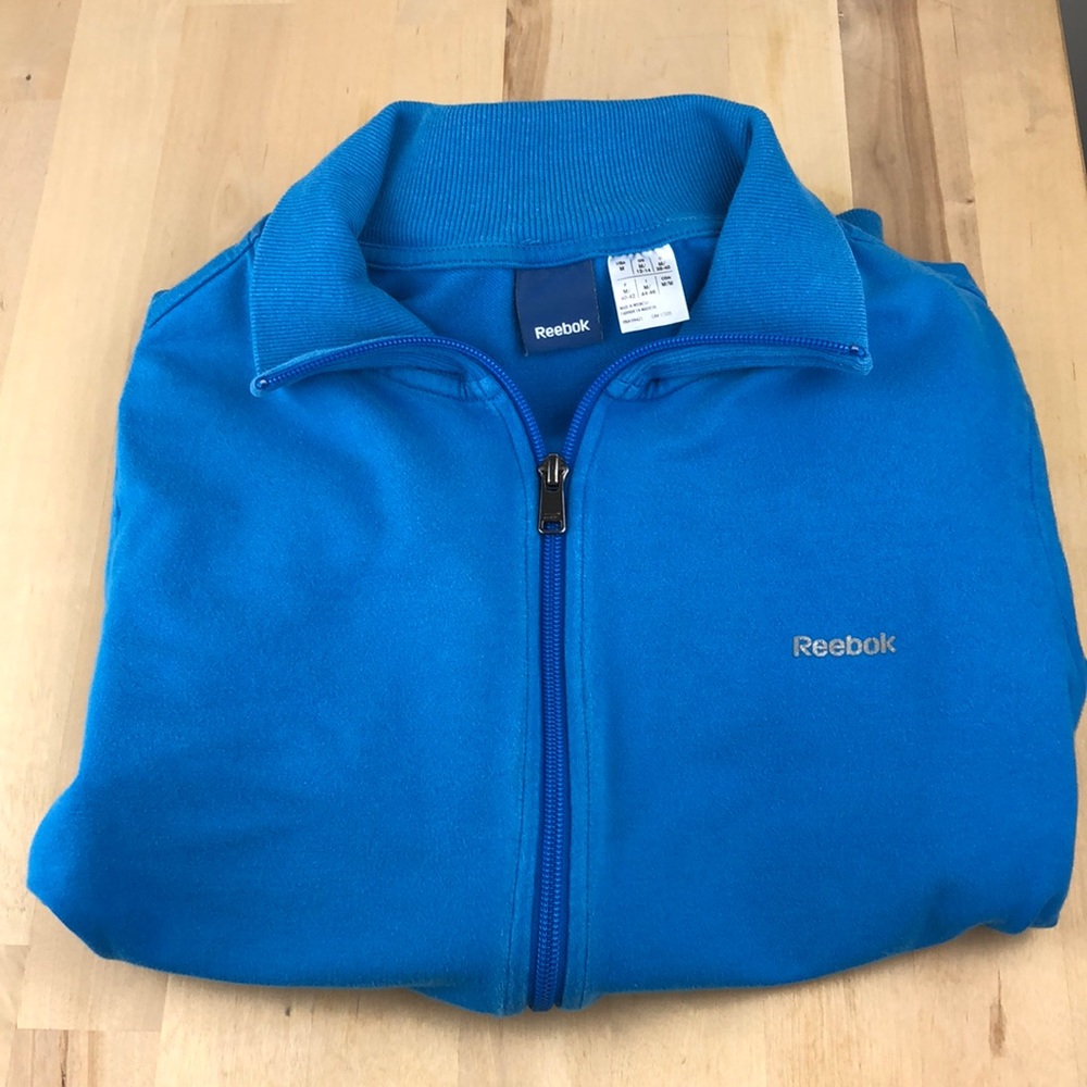 Reebok, blue zip sweater, Size woman US M